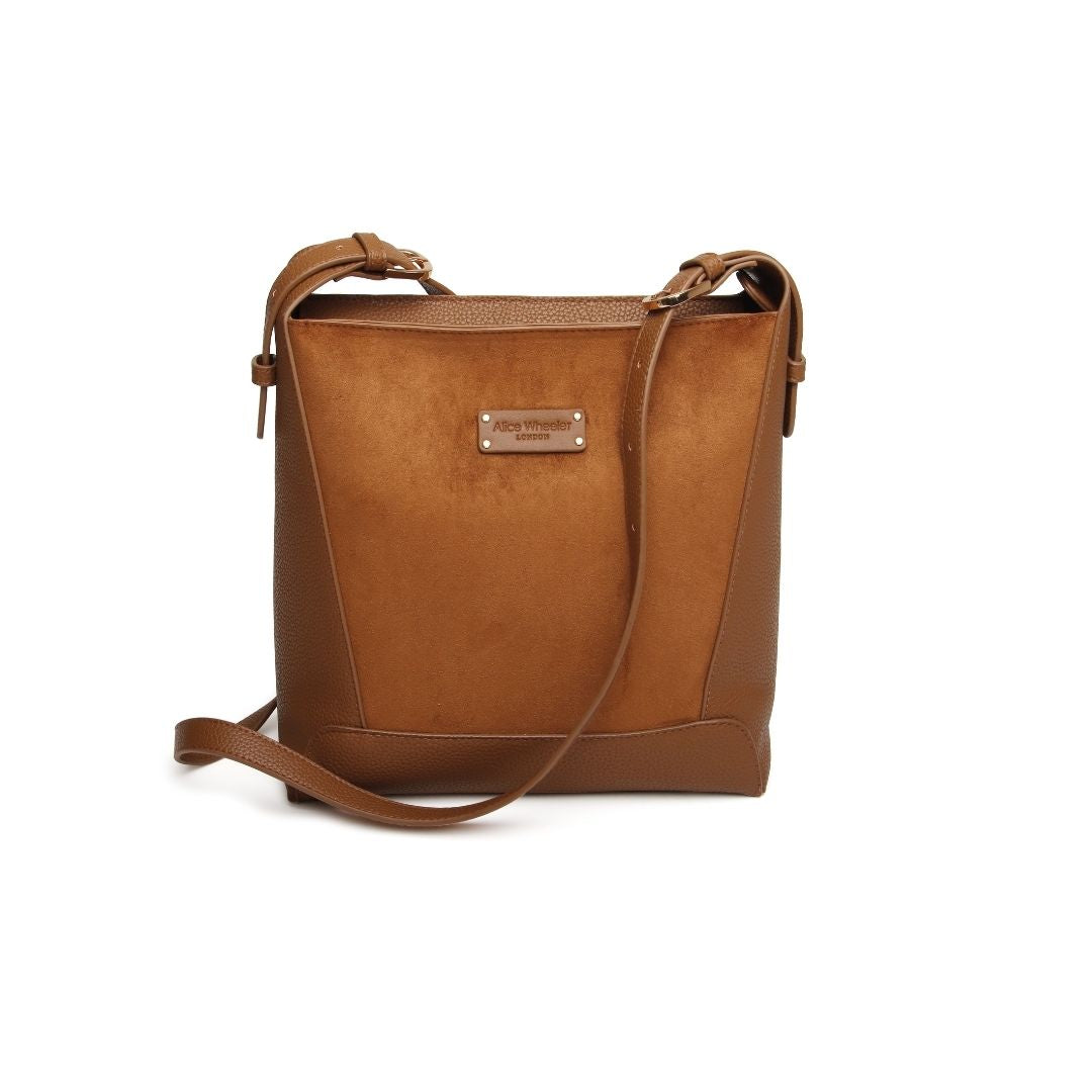 Kensington Suede Cross Body Bag - Fudge