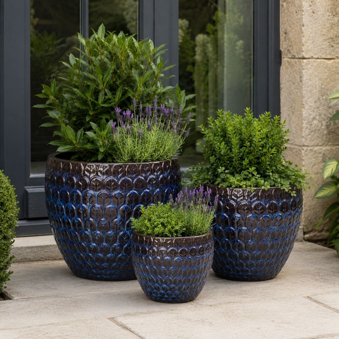 Glazed Pot Babylone - Dark Blue