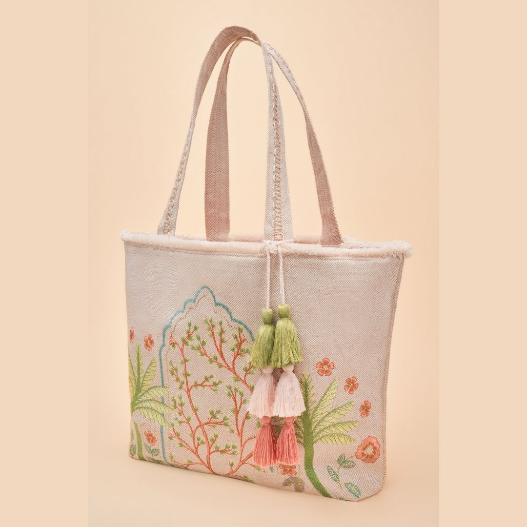 Jute Beach Tote Bag - Paradise Palms