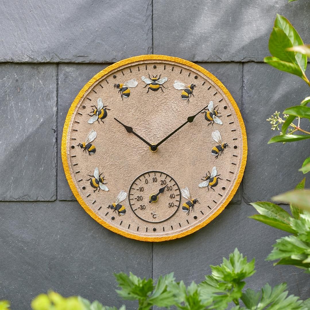 Beez Wall Clock & Thermometer