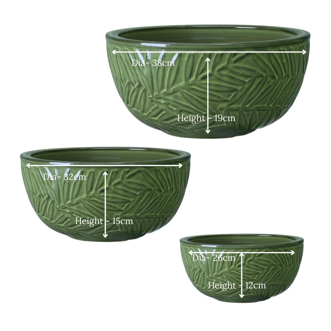 Glazed Bowl Planter Bocage - Kaki