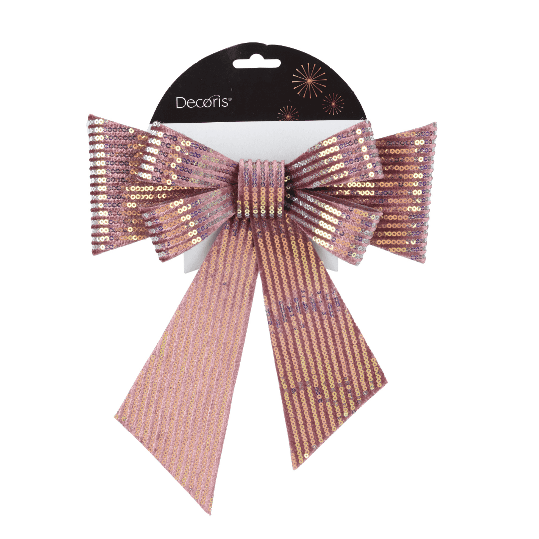 Christmas Bow - Pink With Sequins