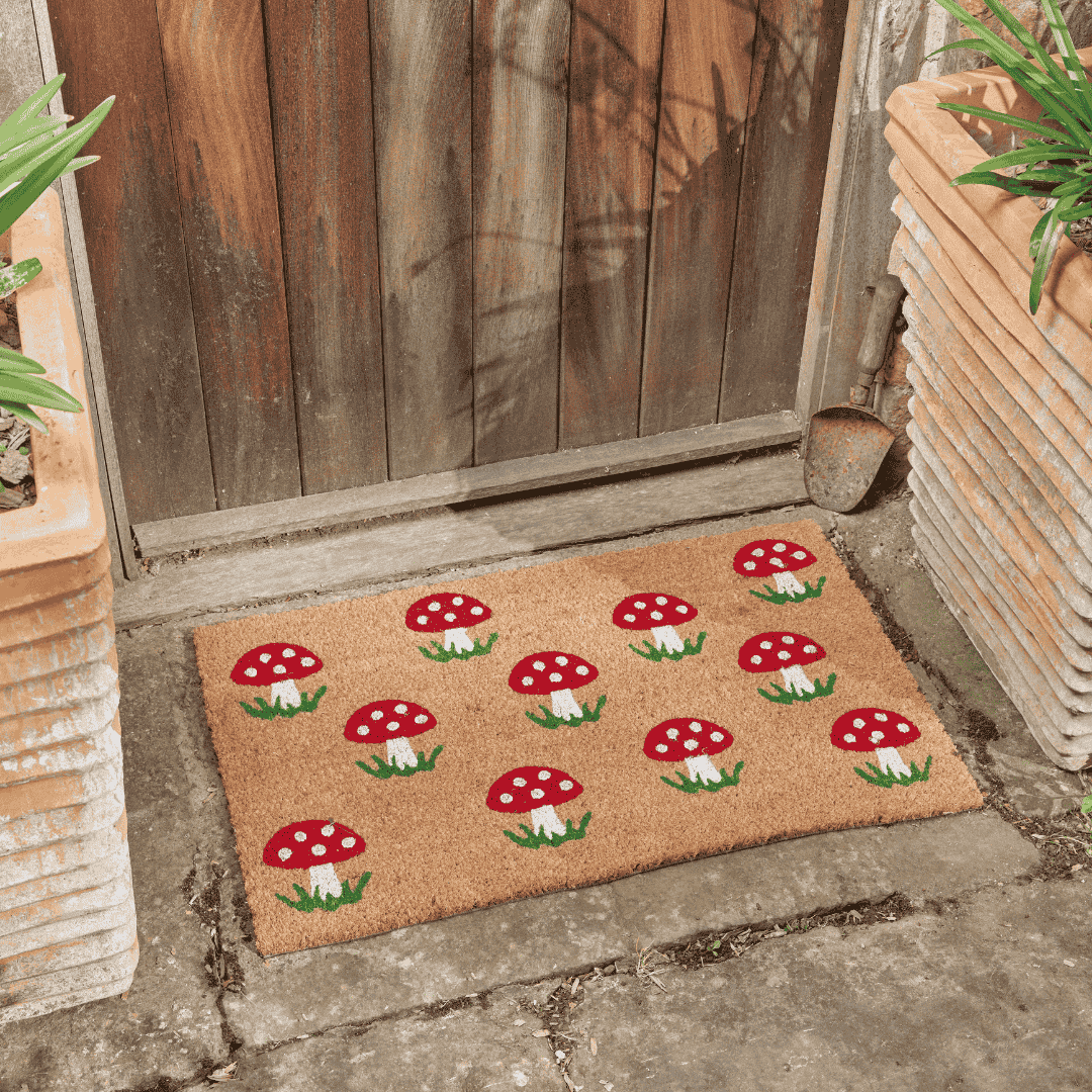 Coir Outdoor Door Mat Shrooms 45 x 75cm