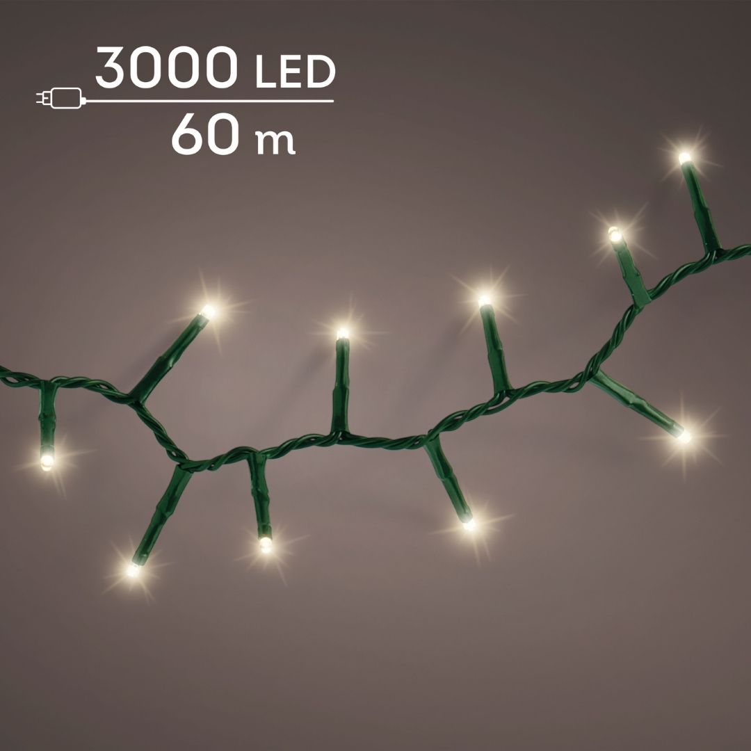Christmas Lights 3000 LED - Compact, Warm White - Ideal for 9ft Tree