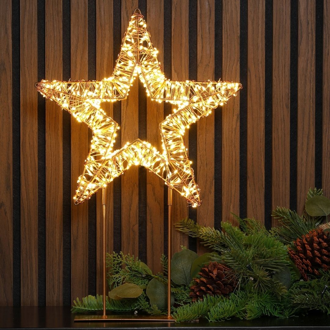 Christmas Copper Wire LED Star 42cm