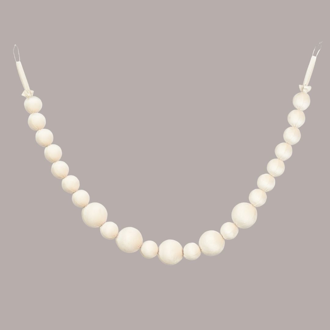 Christmas Garland Velvet Ball Cream 150cm