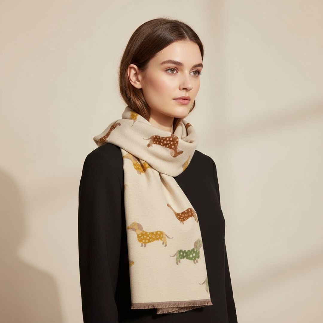 Scarf Dachshund - Cream