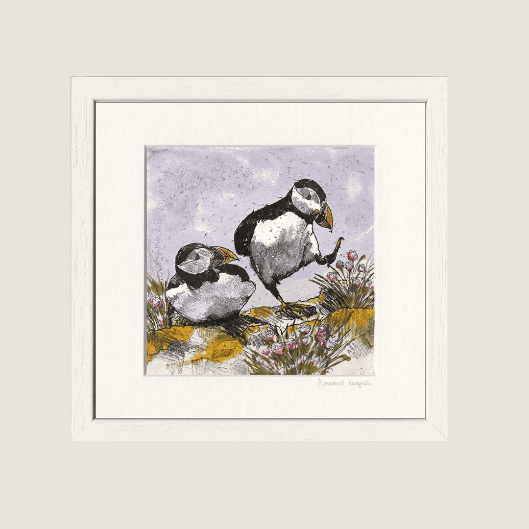 'Dancing Puffins' Miniature Print