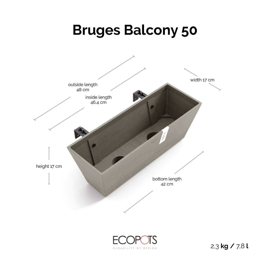 Ecopots Bruges Balcony 50 Taupe