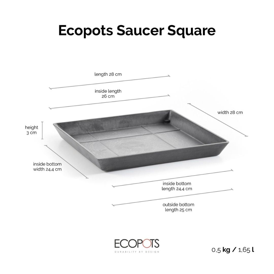 Ecopots Saucer Square Grey