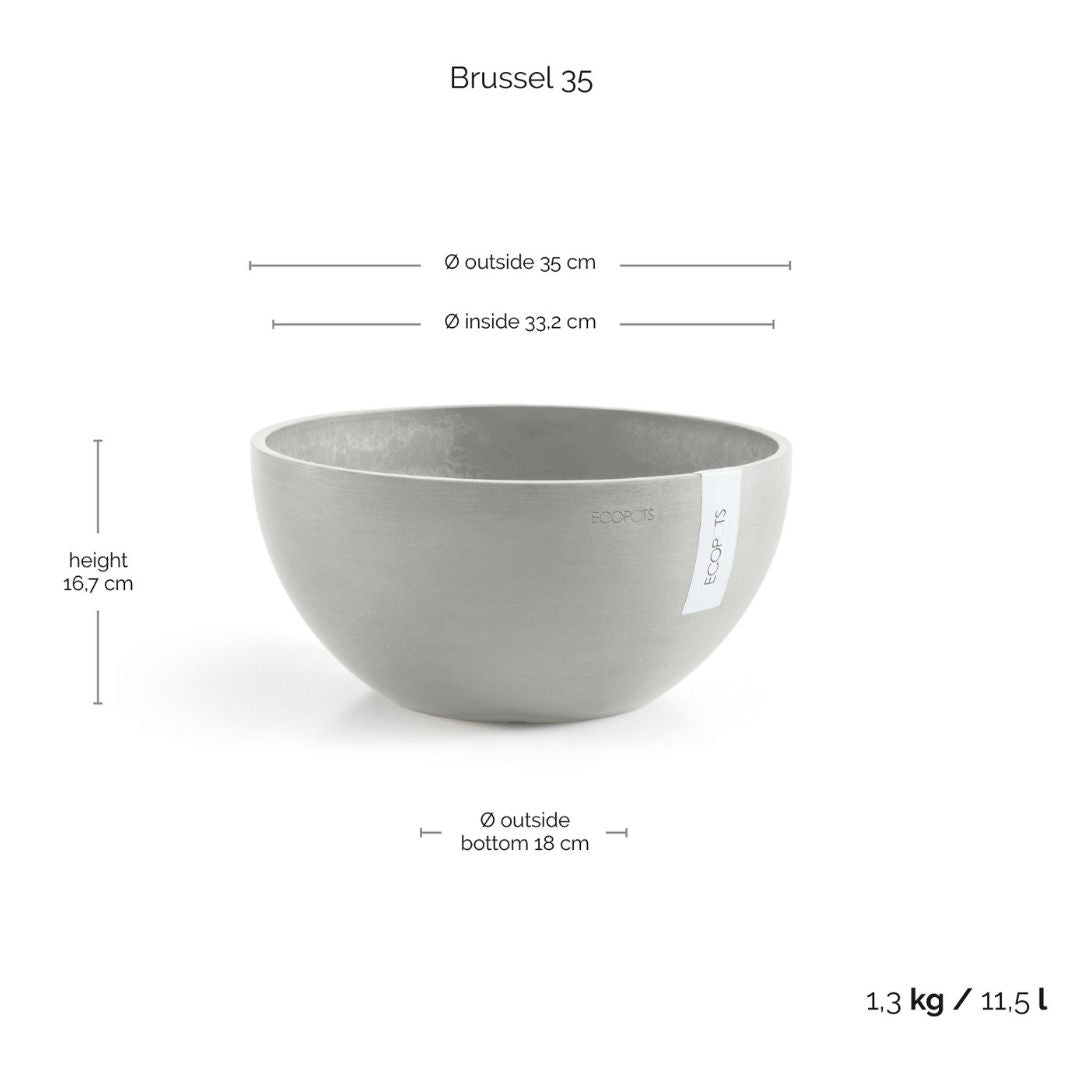 Ecopots Brussels 35 White Grey