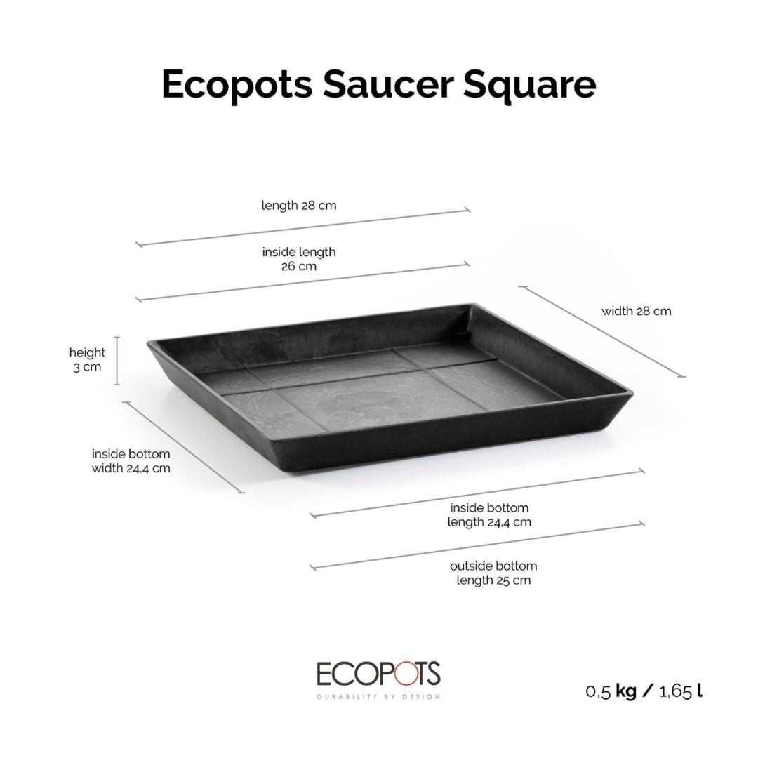 Ecopots Saucer Square Dark Grey