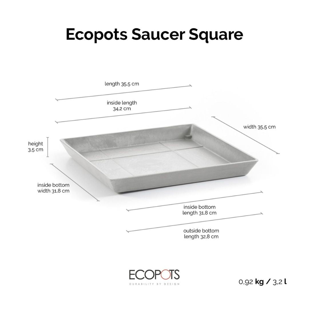 Ecopots Saucer Square White Grey