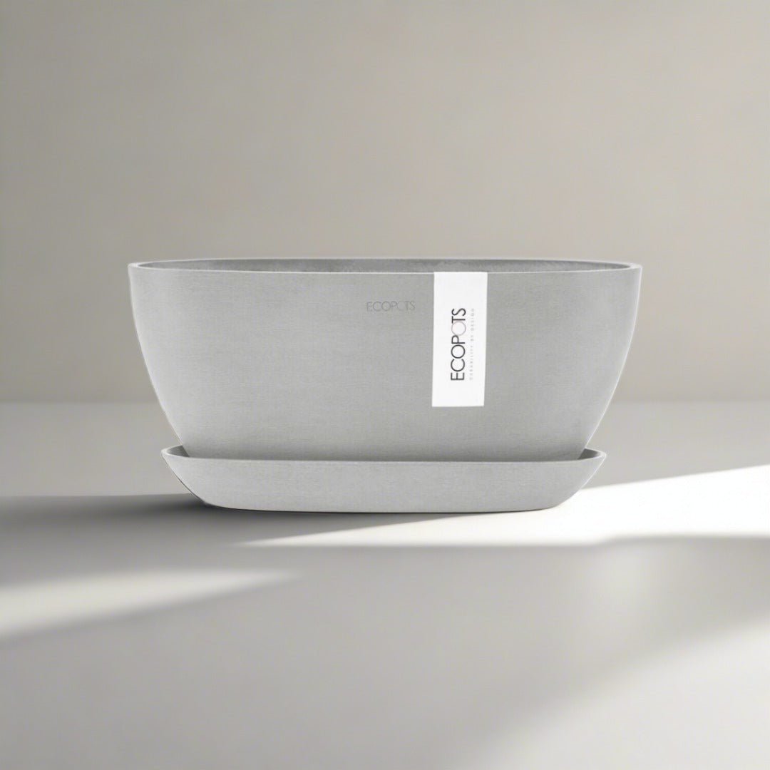 Ecopots Sofia White Grey Pot/Saucer