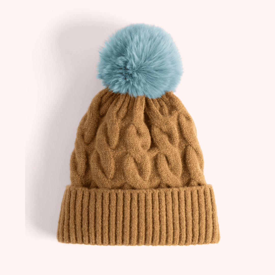 Elise Bobble Hat - Chocolate/Ice