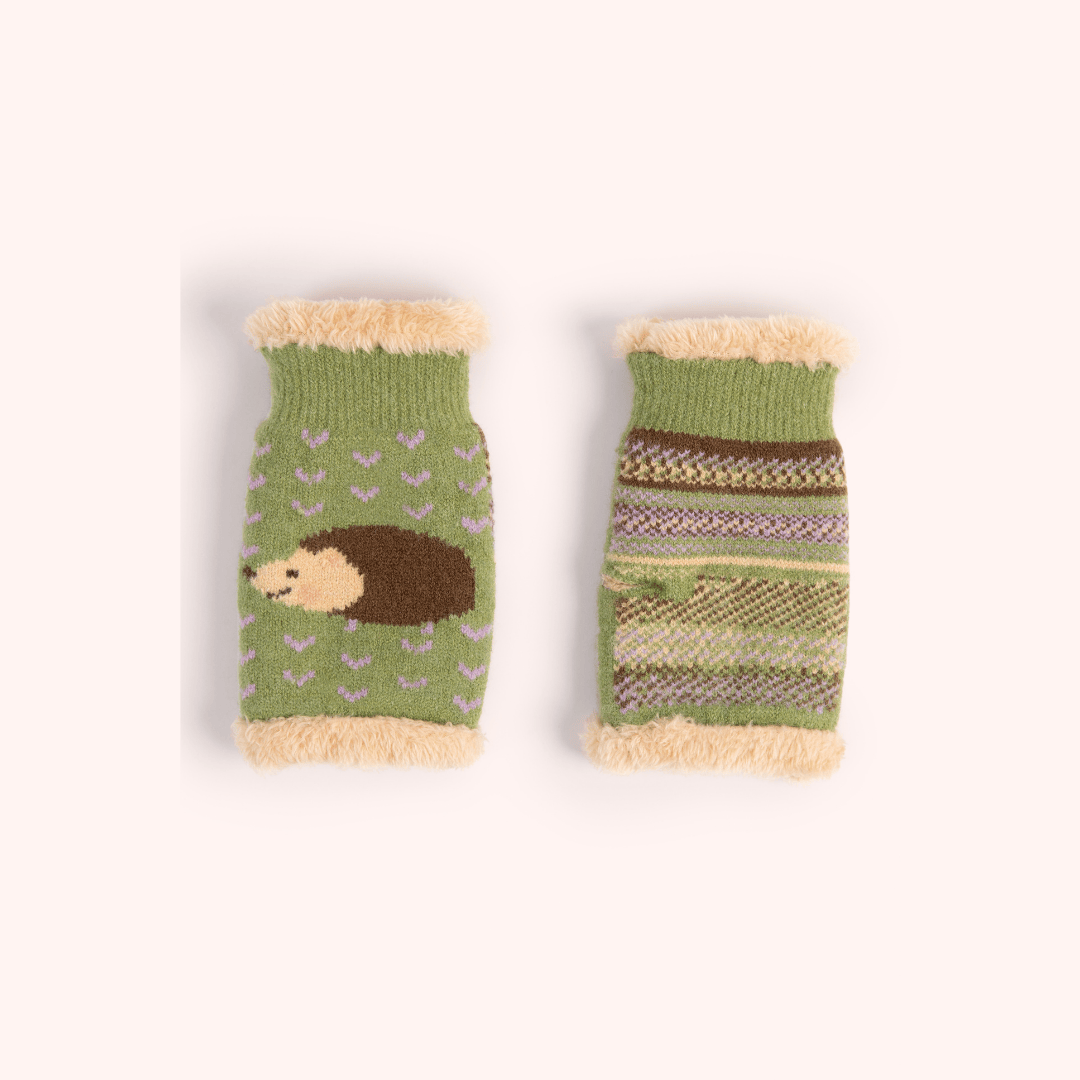 Hedgehog Wrist Warmers - Sage