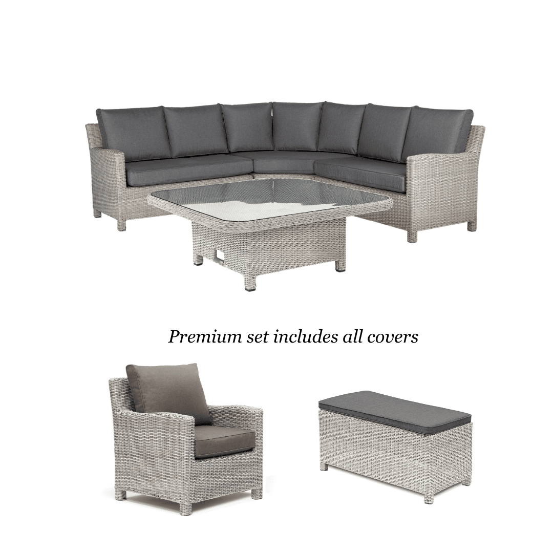 Kettler Palma Grande Corner Set Premium High/Low Glass Table