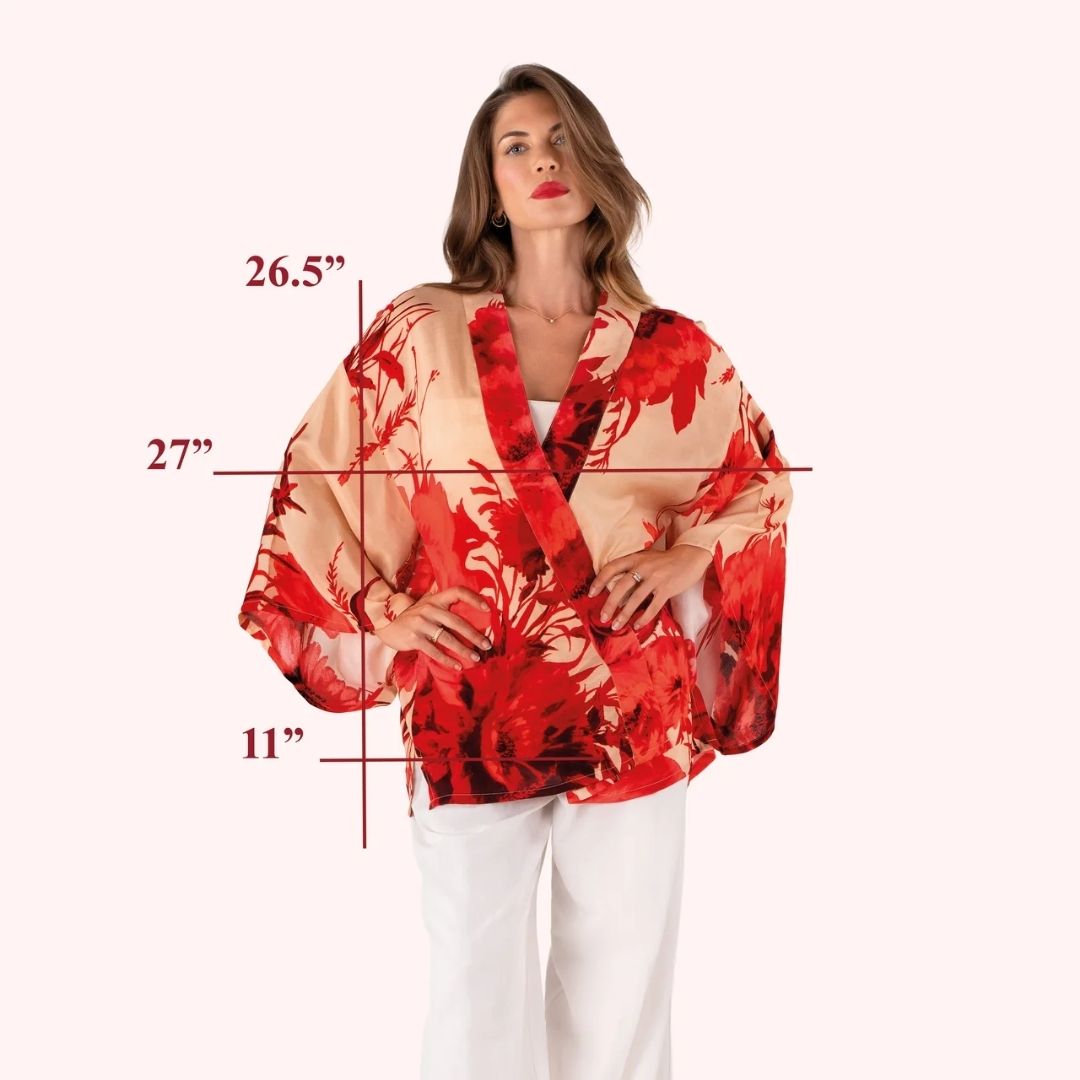 Kimono Jacket - Rouge Blooms