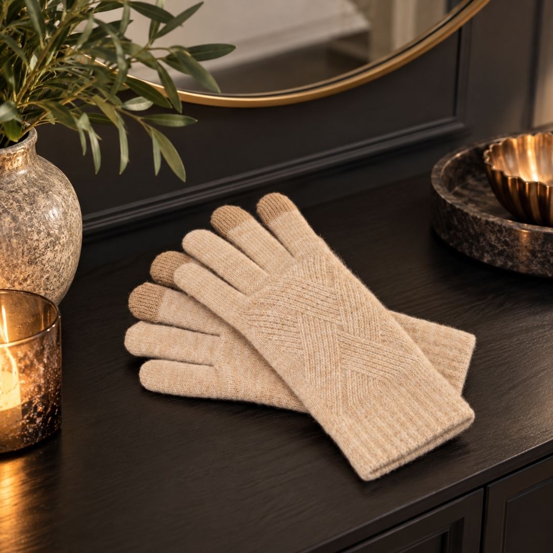 Gloves Knitted Weave Oat