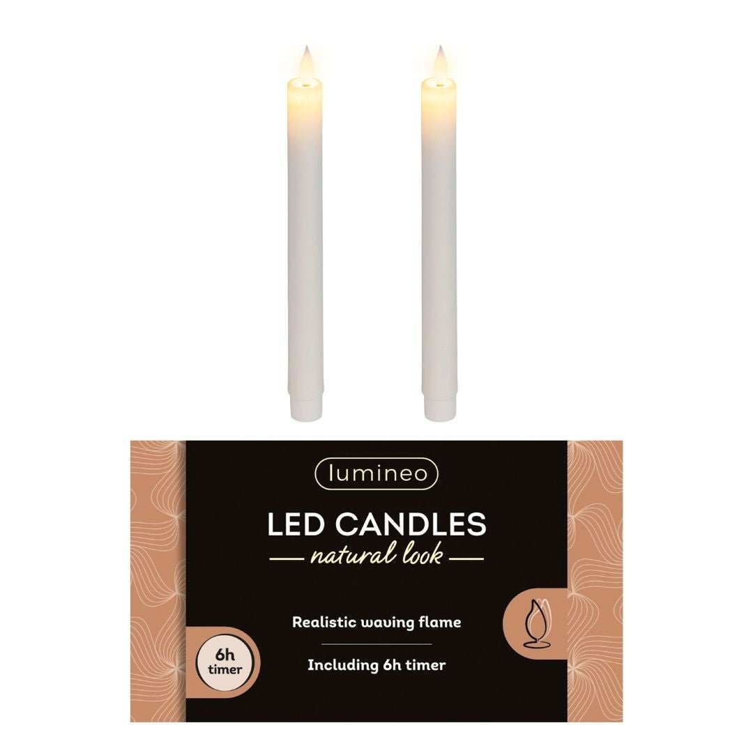 LED Dinner Candles Off White - 2 Pack