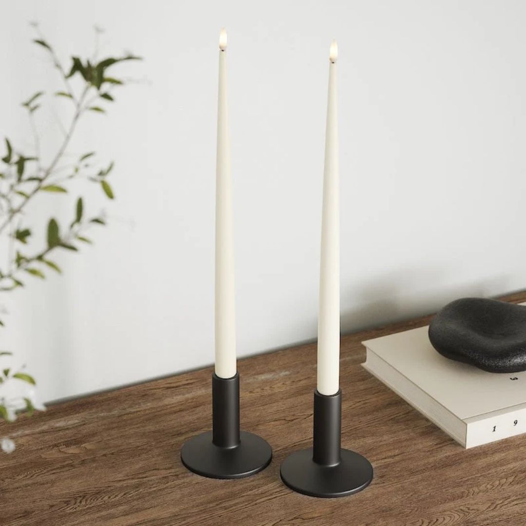 LED Shiny Dinner Candles Cream