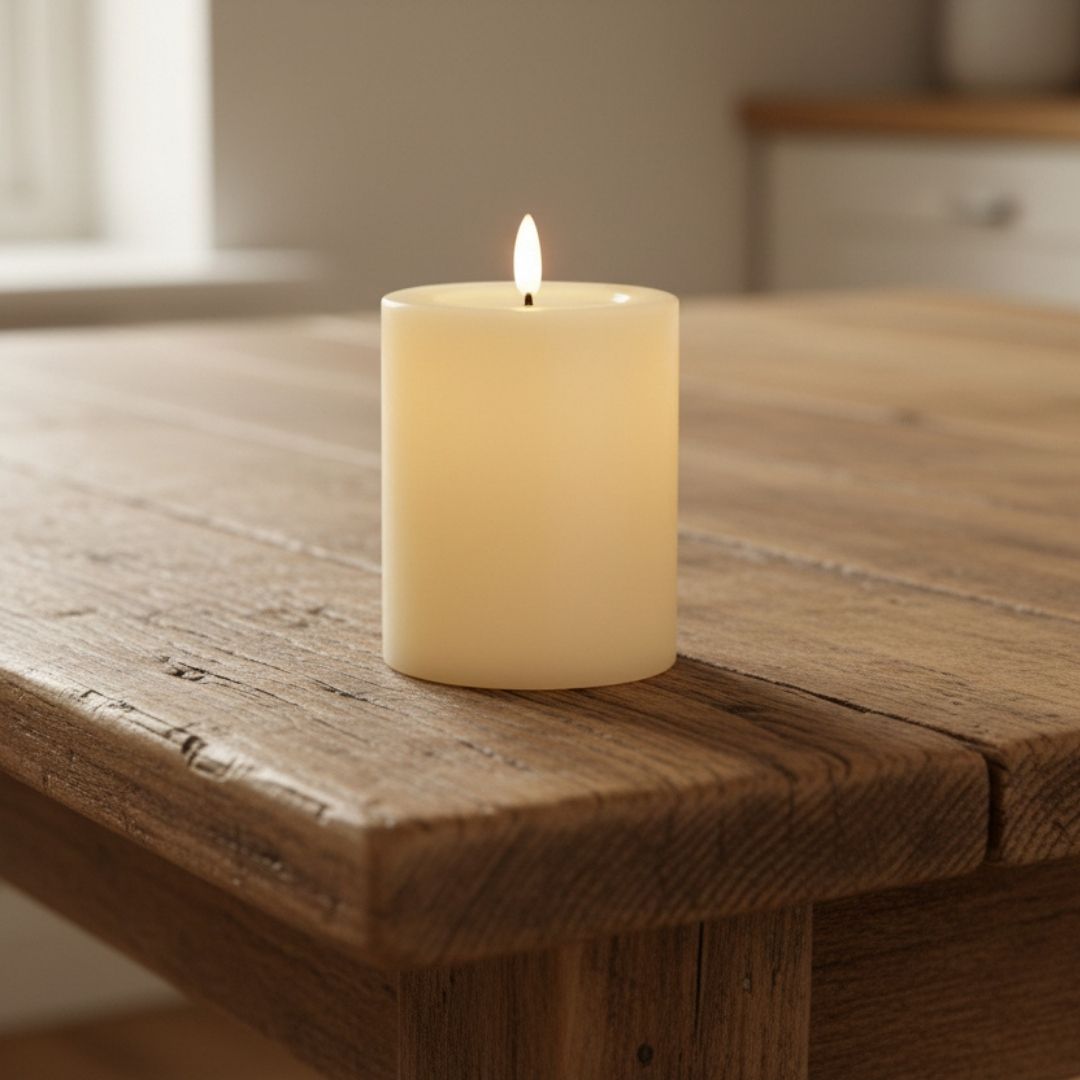 LED Pillar Candle Cream 7.5x10cm