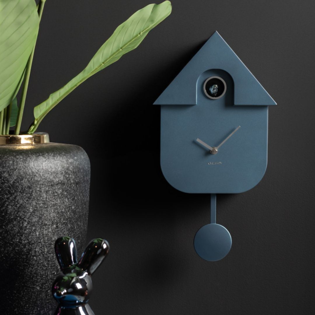 Modern Cuckoo Wall Clock Metallic Blue
