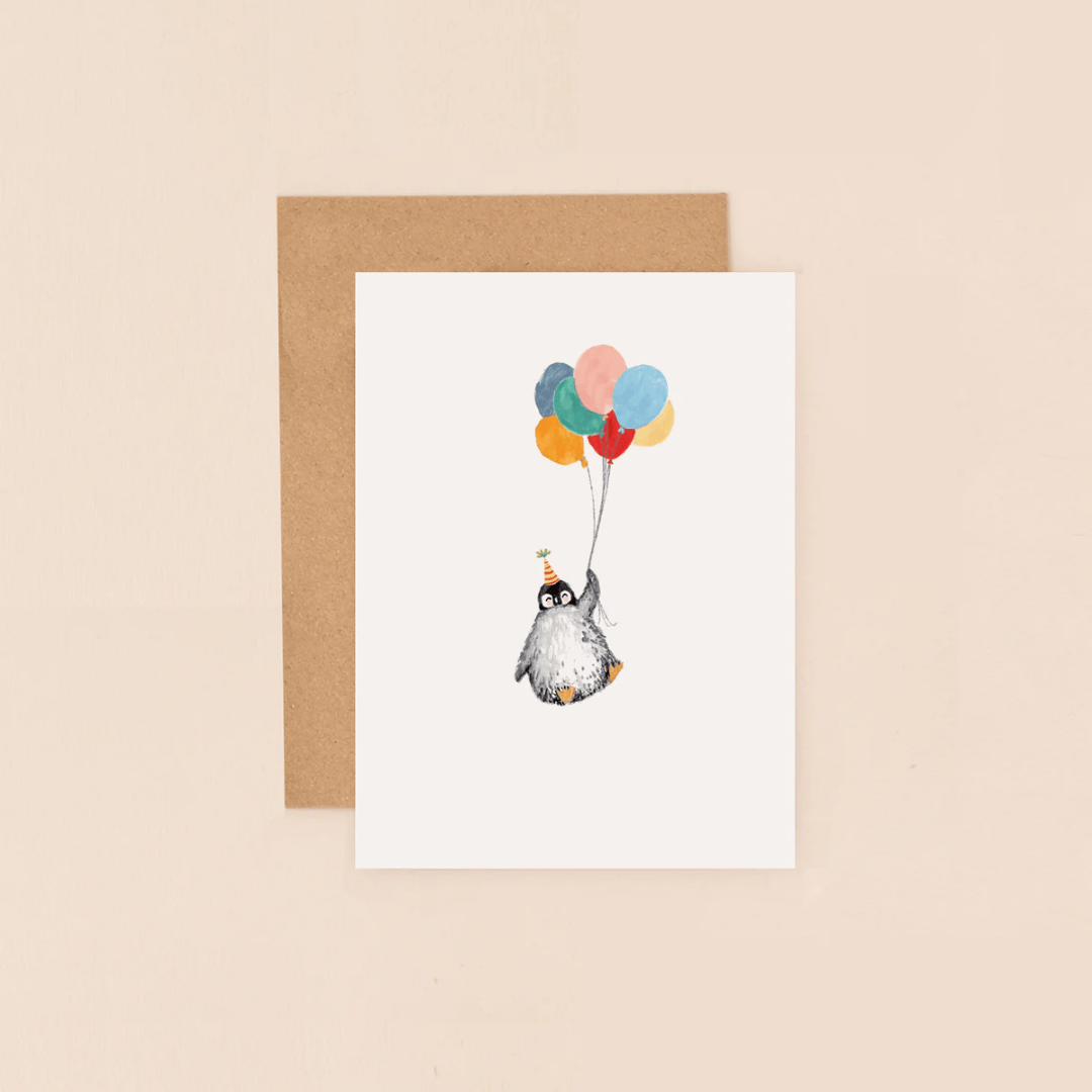 Penguin & Balloons Mini Card