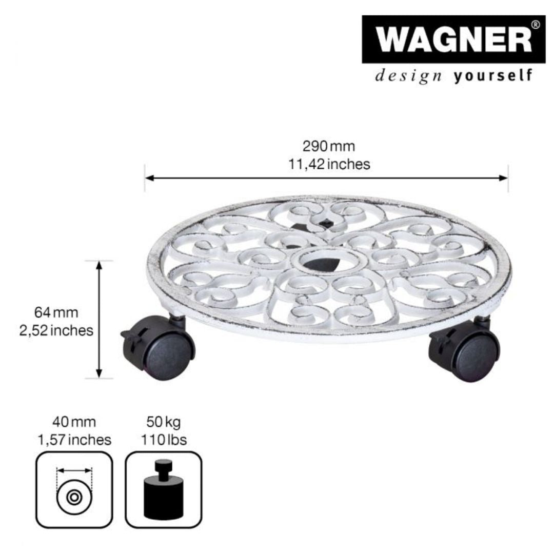 Plant Trolley Indoor/Outdoor Round - Cast Iron White