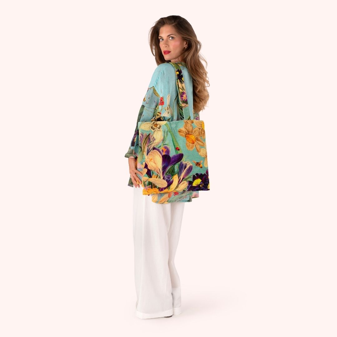 Velvet Tote Bag - Spring Flora