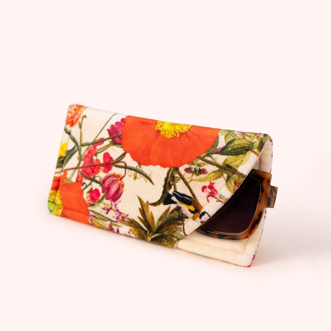 Velvet Sunglasses Pouch - Fine Flora Cream