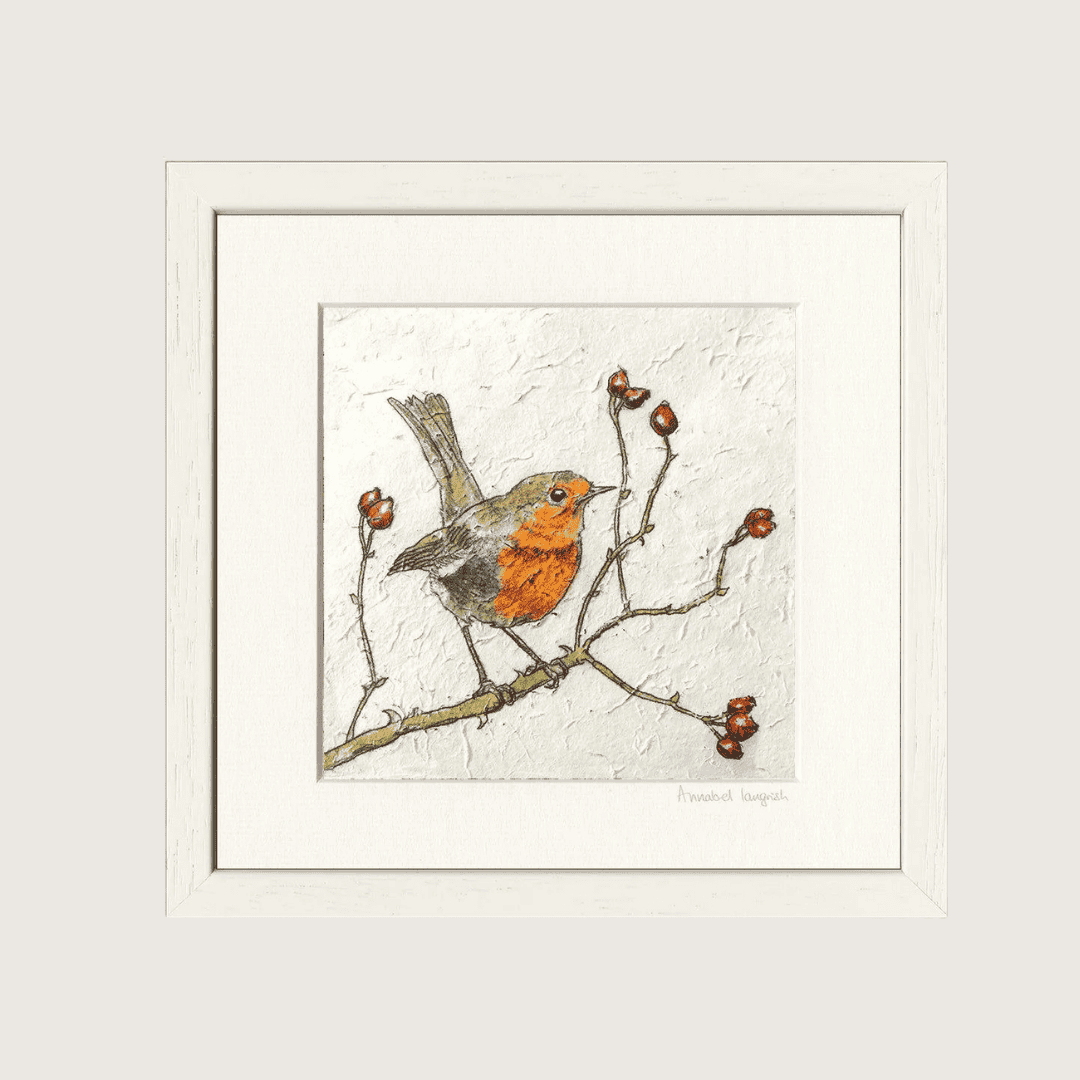 Robin & Rosehips Miniature Print