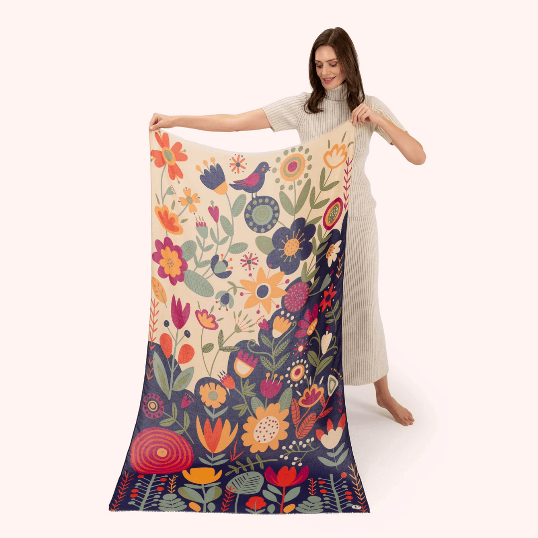 Scandi Two - Tone Floral Print Scarf