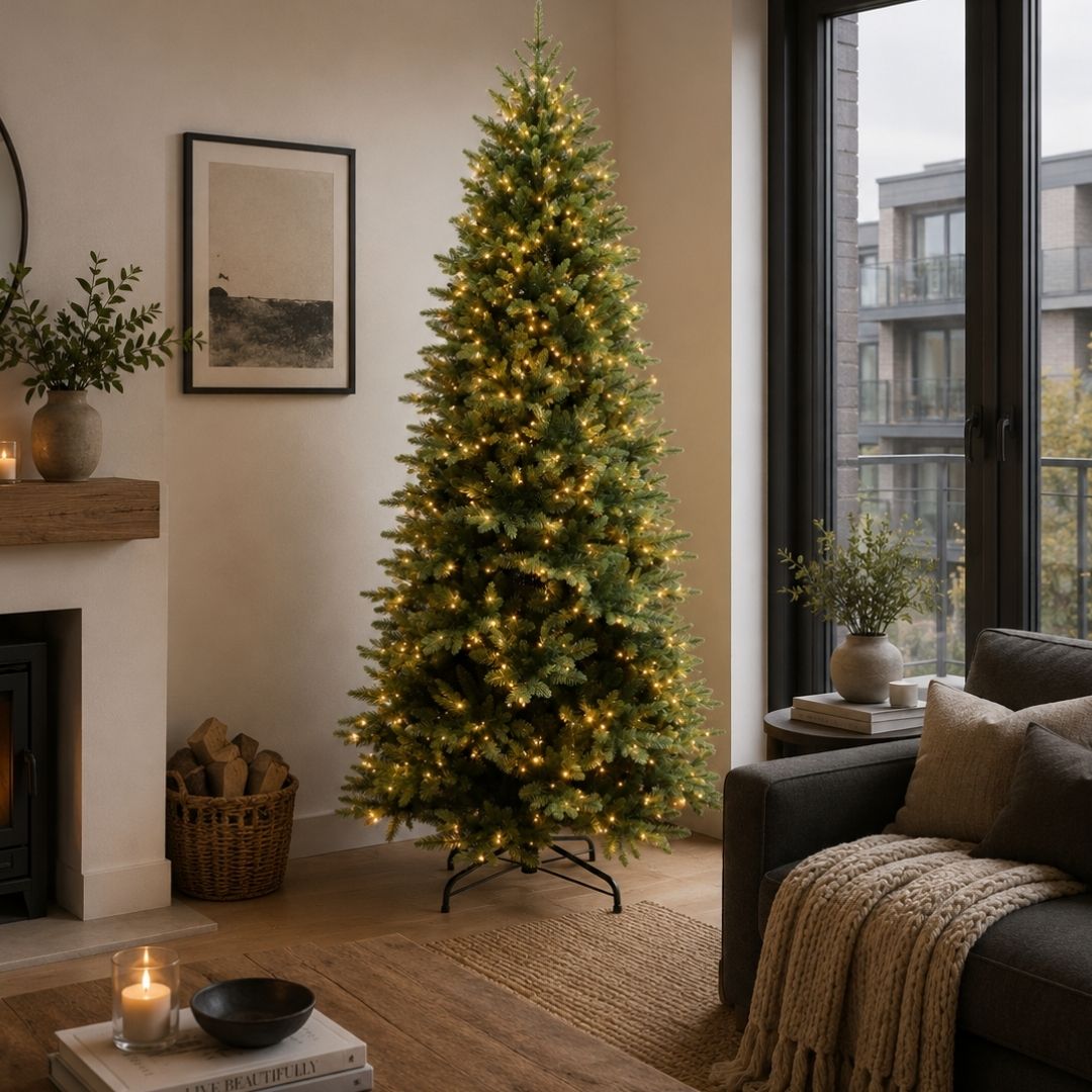 7ft Slim Pre-Lit Belvedere Fir Artificial Christmas Tree