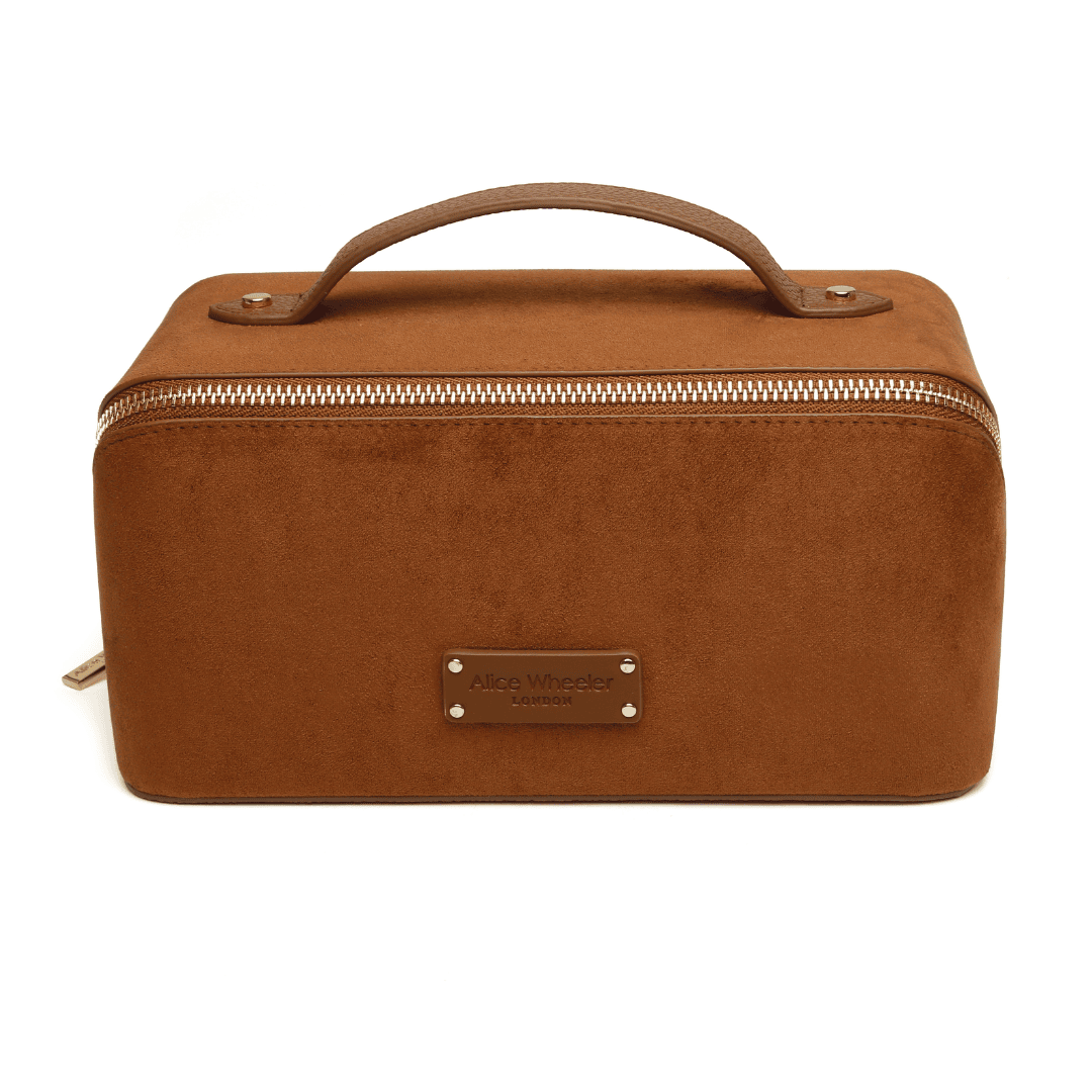 Suede Kensington Train Case - Fudge
