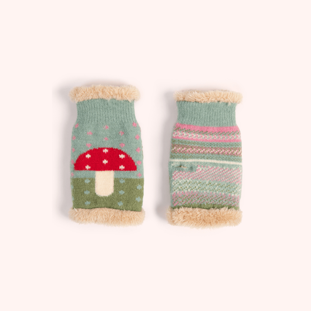 Toadstool Wrist Warmers - Ice