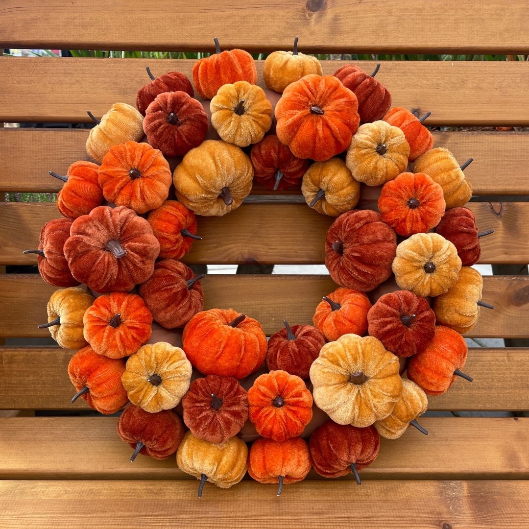 Velvet Pumpkin Wreath 45cm