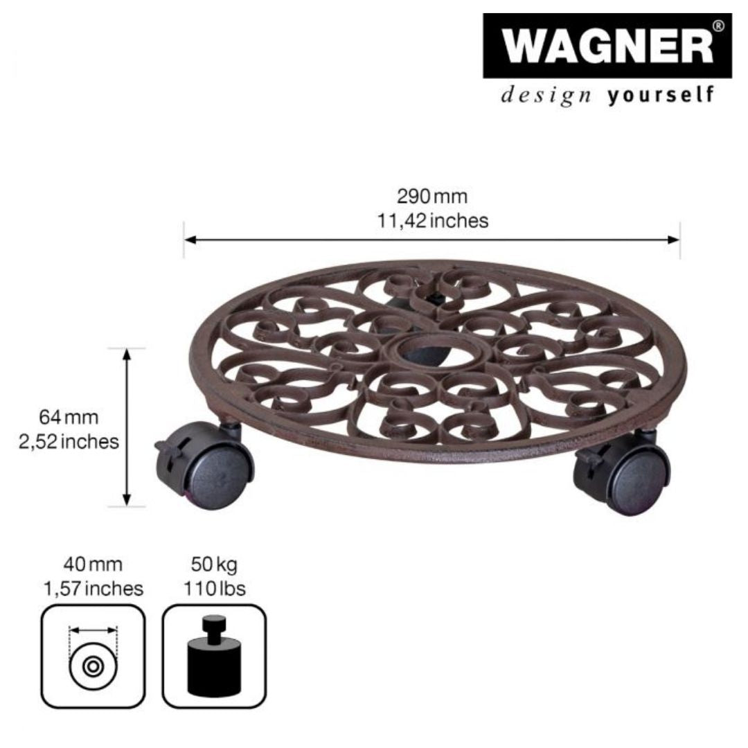 Plant Trolley Indoor/Outdoor Round - Cast Iron Brown
