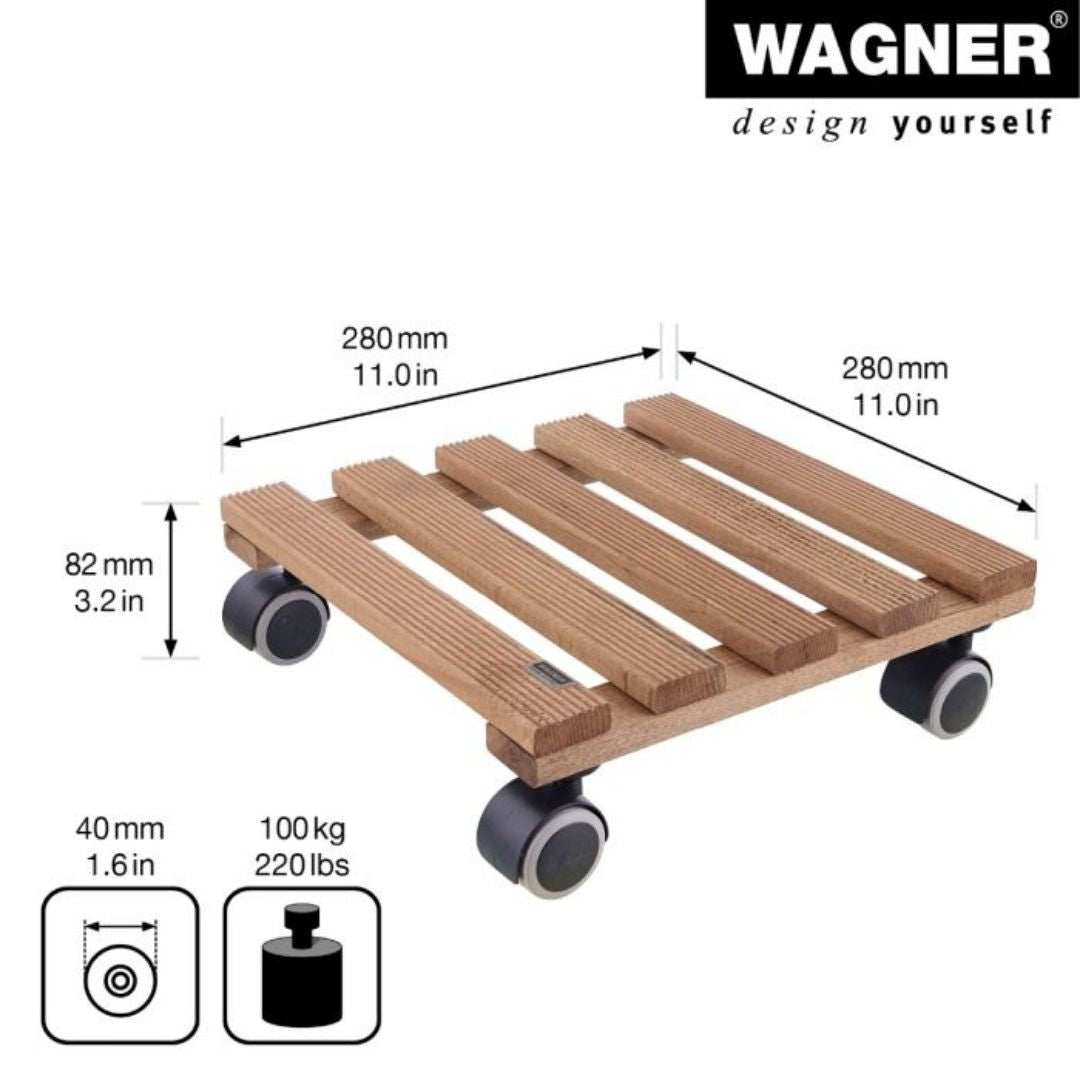 Plant Trolley Indoor Square - Solid Wood