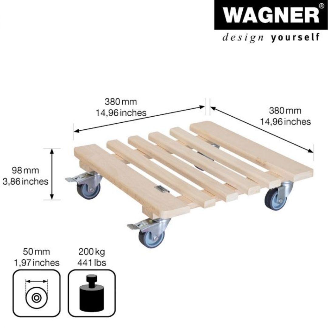 Plant Trolley Indoor Square - Beech Wood