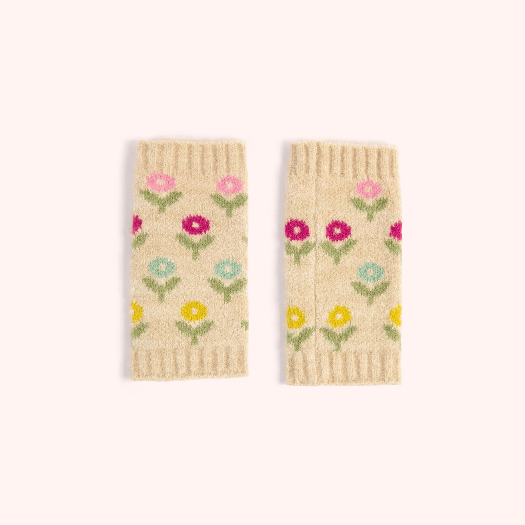 Willow Ditsy Flower Wrist Warmers - Cream