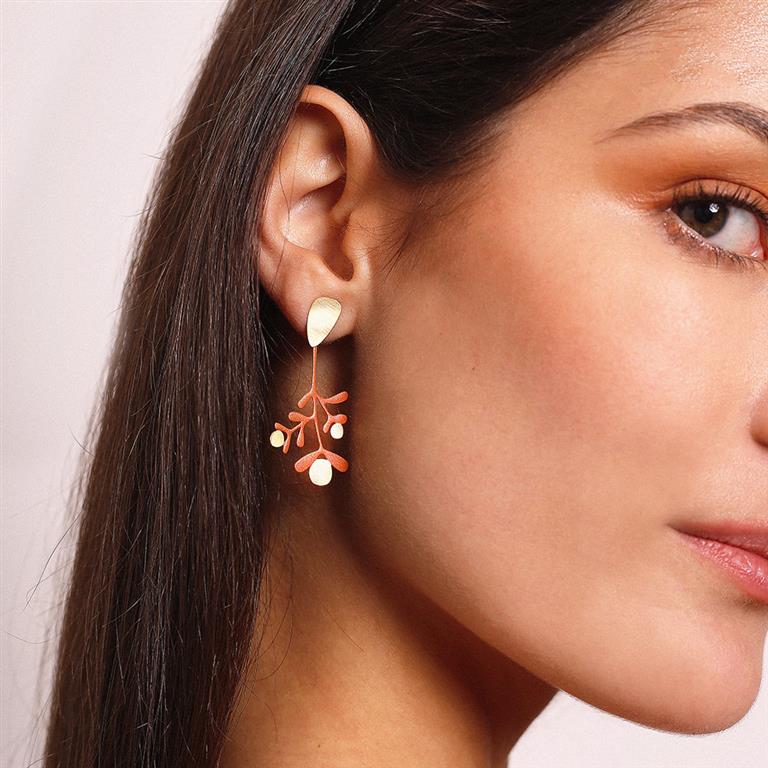 Coral Gold Medium Earrings