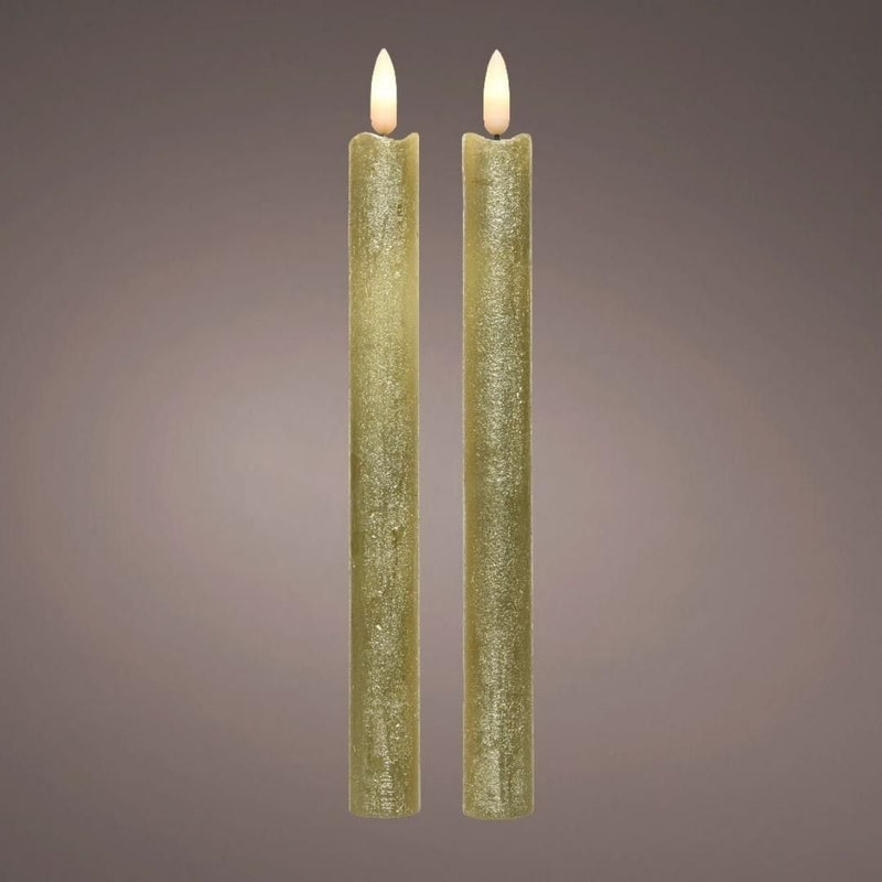 LED Wick Dinner Candles Gold - 2 Pack