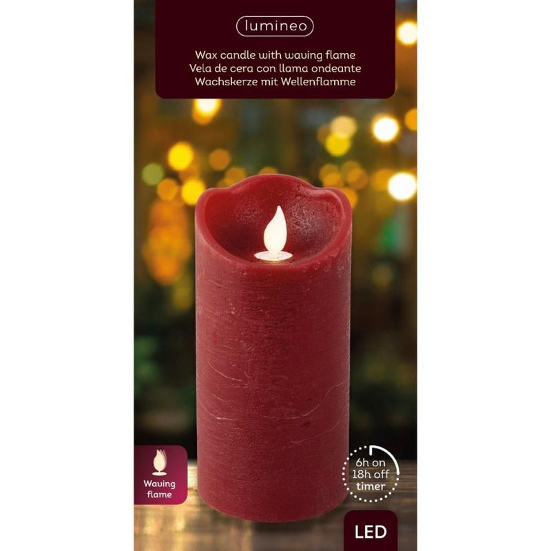 LED Wax Waving Christmas Candle - Red