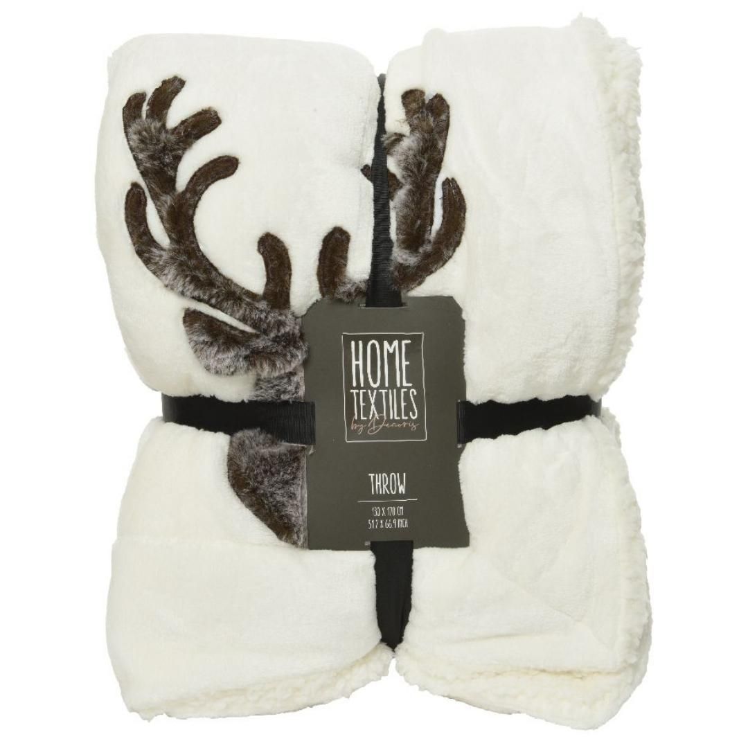 Winter Throw Deer - Off White