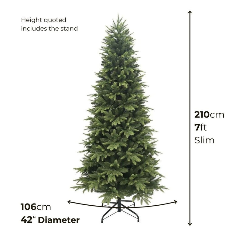 7ft Slim Parque Green Artificial Christmas Tree