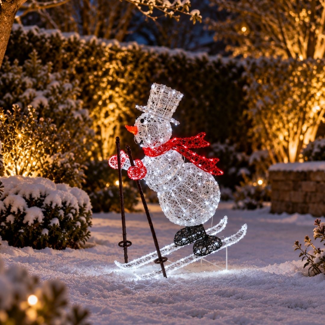 Christmas Skiing Snowman 80cm