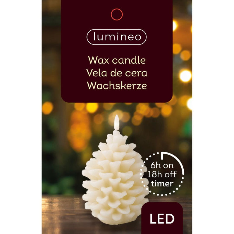 LED Wax Christmas Pine Cone Candle - Cream