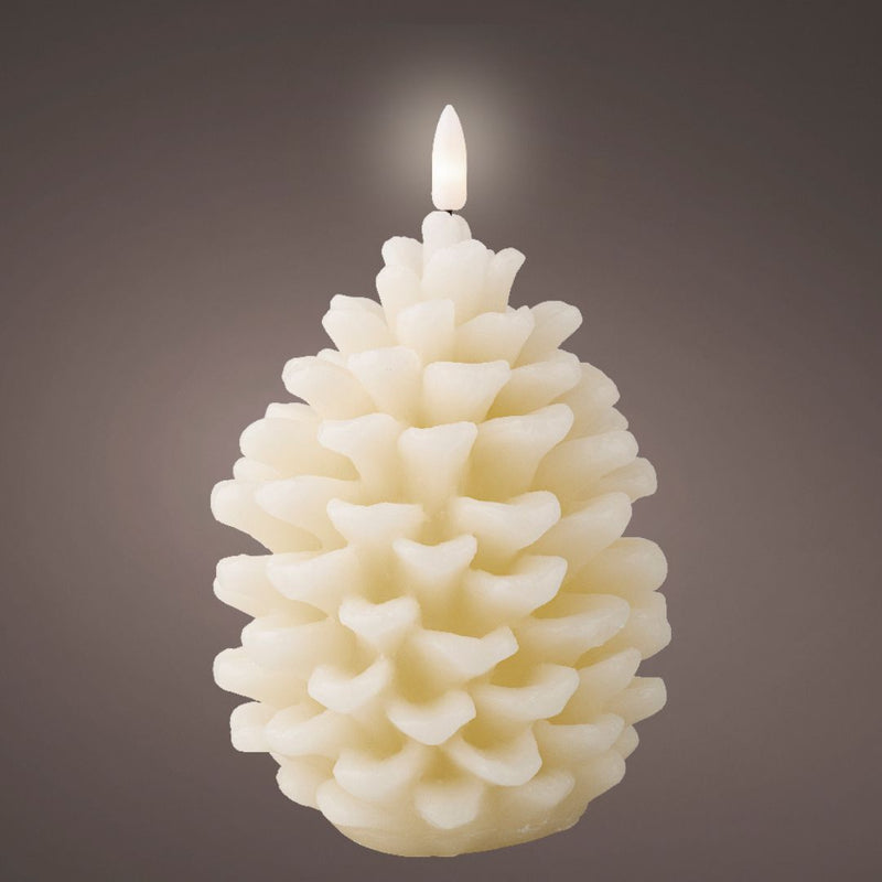 LED Wax Christmas Pine Cone Candle - Cream