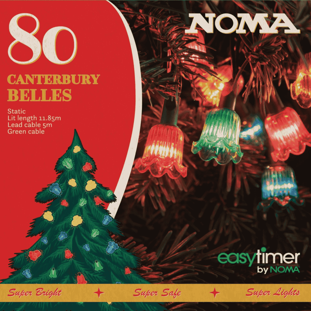Christmas Lights Canterbury Belles 80 LED Multicolour